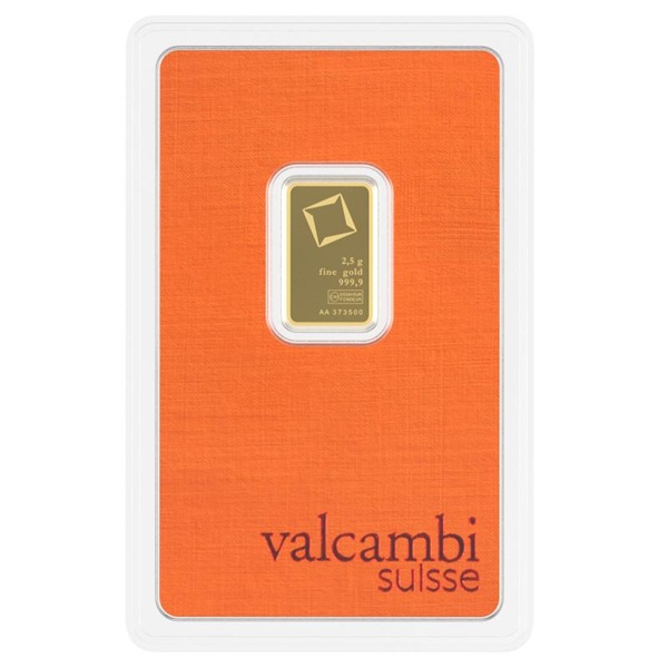 Valcambi Suisse 2.5g 999.9 Fine Gold Bar